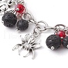 Halloween Natural Lava Rock and Glass Cable Chains Charm Bracelets BJEW-TA00476-3