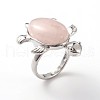Tortoise Platinum Tone Brass Natural & Synthetic Mixed Stone Wide Band Finger Rings RJEW-M130-M-2
