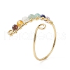 Natural Mixed Gemstone Braided Beaded Chakra Open Cuff Ring X-RJEW-JR00548-4