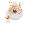 Hollow Out Evil Eye Alloy Resin Cuff Bangles & Cuff Rings & Stud Earrings Sets FS-WG3F92B-01-4