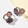 Natural Amethyst & Rose Quartz Rings RJEW-B122-04R-05-1