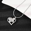 304 Stainless Steel Micro Pave Clear Cubic Zirconia Butterfly Heart Pendant Pet Urn Ashes Necklaces NJEW-S455-10P-3