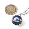 304 Stainless Steel Glass Space Pendant Necklaces NJEW-JN05192-02-3