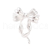 Bowknot Brass Open Cuff Rings for Women RJEW-P124-01S-3