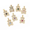 Brass Micro Pave Cubic Zirconia Pendants KK-C012-04G-1