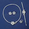 Flower Brass Micro Pave Cubic Zirconia Pendant Necklaces & Stud Earrings & Rings & Bracelets Sets WG9A1B1-01-1