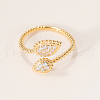Teardrop Brass Micro Pave Clear Cubic Zirconia Cuff Rings for Women TW6917-2-1