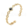 304 Stainless Steel Enamel Hollow Rhombus Open Cuff Bangles for Women BJEW-M316-07G-02-1