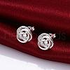 Perfect Design Flat Round Brass Cubic Zirconia Stud Earrings EJEW-BB04617-3
