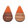 Transparent Resin & Walnut Wood Pendants RESI-N025-030-C07-1