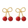 Cherry Brass ABS Plastic Pearl Stud Earrings EJEW-U062-03G-02-4