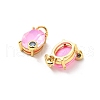 Oval Brass Micro Pave Cubic Zirconia Pendants KK-L237-020G-05-3