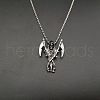 Alloy Ruby Rhinestone Grim Reaper Pendant 667 Stainless Steel Chain Necklaces FS-WG7010E-05-1