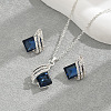 Rhombus Alloy Glass Pendant Necklaces & Stud Earrings Sets for Women FS-WG6EC9E-01-1