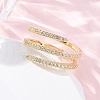 Brass Micro Pave Clear Cubic Zirconia Open Cuff Rings for Women RJEW-S624-04G-3