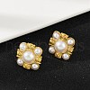 304 Stainless Steel Plastic Pearl Stud Earrings EJEW-U070-03A-G-2