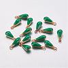 Antique Golden Plated Brass Enamel Teardrop Charms KK-Q571-01F-1