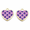 Rack Plating Alloy Checkerboard Pendants PALLOY-S132-257-RS-2