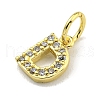 Letter Brass Micro Pave Clear Cubic Zirconia Pendants KK-K354-06G-D-2