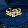 2Pcs Flat Round Brass Micro Pave Clear Cubic Zirconia Finger Rings FS-WG91922-04-4