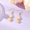 Round Natural Yellow Jade Dangle Earrings EJEW-JE06464-1