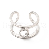 Clear Cubic Zirconia Initial Letter Open Cuff Ring RJEW-A012-01P-G-1