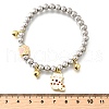 Brass Enamel Round Beads Charm Bracelets for Women BJEW-D317-11C-PG-5