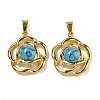 Ion Plating(IP) 304 Stainless Steel Pave Synthetic Turquoise Pendants STAS-U024-15G-06-1
