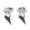 Star Wing 316 Surgical Stainless Steel Pave Clear Cubic Zirconia Stud Earrings for Women Men EJEW-Z050-01B-AS-1