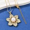 Brass Micro Pave Cubic Zirconia and Plastic Beads Necklaces NJEW-Q041-07G-5
