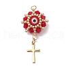 Glass Seed Beaded Evil Eye Pendants PALLOY-MZ00628-01-1