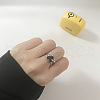 Heart Rhodium Plated 925 Sterling Silver with Epoxy Cuff Rings FS-WG79098-01-4