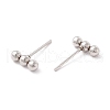 201 Stainless Steel Beaded Horizontal Bar Stud Earrings with 316 Stainless Steel Pin for Women X-STAS-K238-01P-3