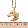 Horse Head 304 Stainless Steel Pendant Necklaces for Men Women NJEW-K283-14G-4