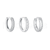 3 Pcs Elegant 925 Sterling Silver Clear Cubic Zirconia Ring Hoop Earrings ZA0253-2-4