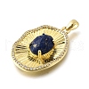 Natural Lapis Lazuli Faceted Oval Pendants KK-U072-19G-2