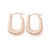 Ion Plating(IP) 304 Stainless Steel Rectangle Hoop Earrings EJEW-P198-01RG-1