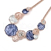 Alloy Colorful Enamel Rose Flower Bib Necklaces NJEW-B113-05-2