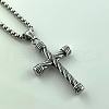 Punk Style Stainless Steel Long Twisted Cross Pendant Necklaces XI4371-3