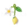 2Pcs 2 Styles Resin & Handmade Glass Seed Beaded Flower Lemon Big Pendants PALLOY-MZ00771-2