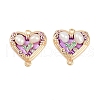 Brass Enamel & Natural Pearl Heart with Flower Connector Charms KK-K351-52G-02-1