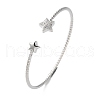 Clear Cubic Zirconia Open Cuff Bangle BJEW-G737-01P-04-4