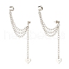 304 Stainless Steel Safety Chains Dangle Stud Earrings with Ear Cuff EJEW-JE04923-01-3