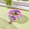 4Pcs 4 Style Handmade Polymer Clay Heishi Beaded Surfer Stretch Bracelets Set with Acrylic Smiling Face Bead BJEW-JB09097-2