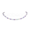 Natural Aquamarine & Rose Quartz & Amethyst Round Beaded Necklaces with 304 Stainless Steel Clasps NJEW-JN04408-3
