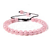 Natural Rose Quartz Round Bead Adjustable Braided Bracelets UO3136-20-1