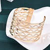 Wave Iron Cuff Bangles for Women BJEW-G741-03KCG-1