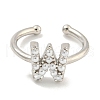 Rack Plating Brass Open Cuff Rings for Women RJEW-F162-01P-W-2