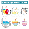 WADORN 4Pcs 4 Styles Plush Rainbow Splicing Heart Pendant Keychain KEYC-WR0001-48-2