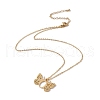 Initial Letter with Butterfly Pendant Necklace NJEW-C026-01G-O-2